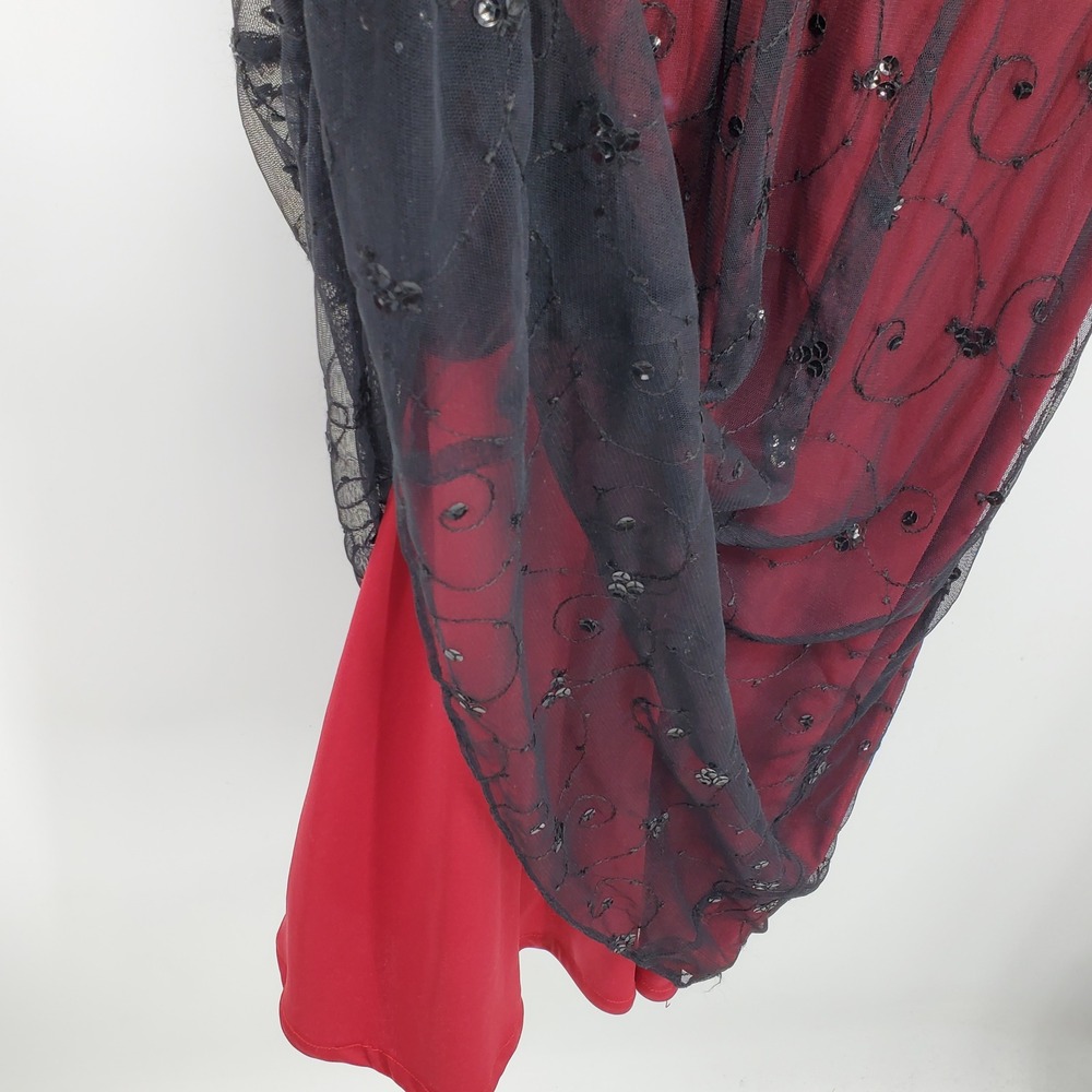 Vintage Laura Salkin Burgundy Red Black Mesh Sequin Maxi Dress 8 Whimsigoth Vamp - Picture 11 of 12